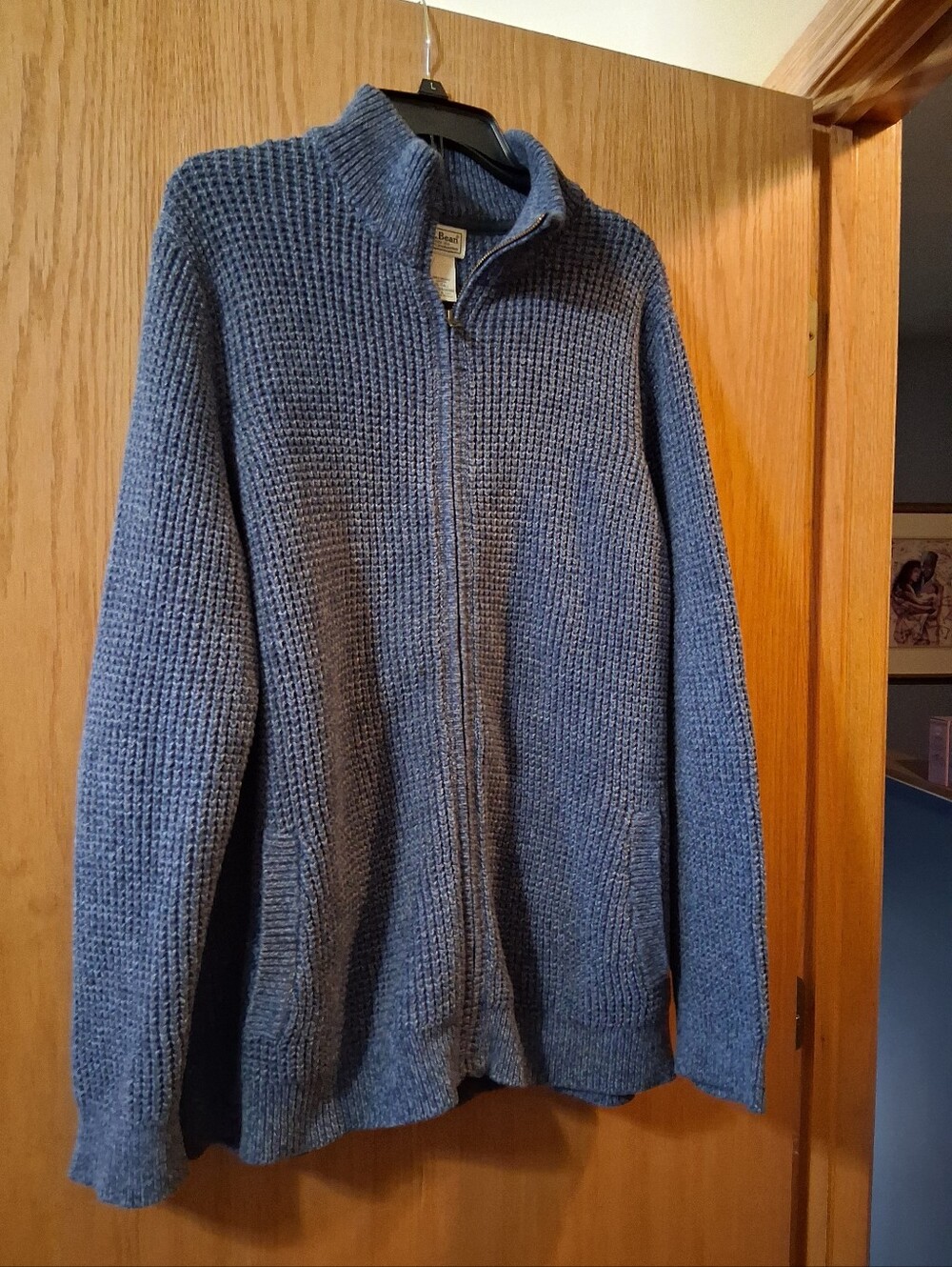 L.L.Bean Men's Organic Cotton Waffle-Knit Full-Zip Sweater , mid-to-heavyweight